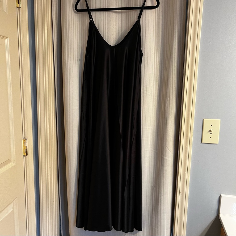NWT Black Maxi Slip Dress with Spaghetti Straps
